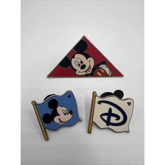 Disney Trader Pin Lot Hidden Mickey Flag & Mickey Mouse & Friends Tangram Pins - Picture 1 of 8